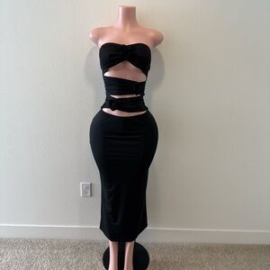 Black Cutout Strapless Dress